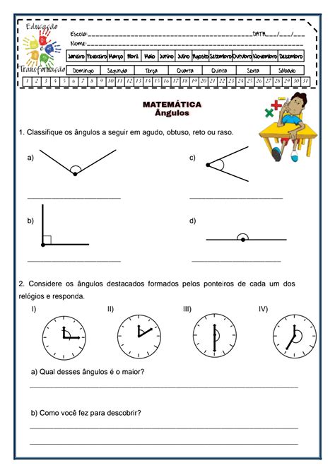 exercícios ângulos 7 ano PDF